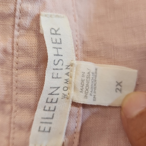EILEEN FISHER Woman Organic Linen Button Down Blouse Top, size 2X - Picture 3 of 8